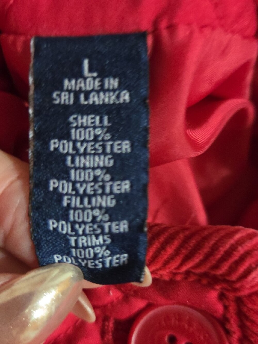 Chaps Quilted Red Button-Front Puffer Jacket - Picture 4 of 5
